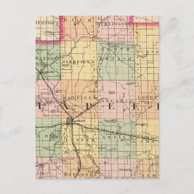 Postale Carte du comté de Lapeer, Michigan (Devant)