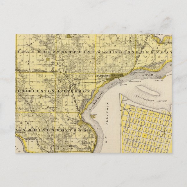 Postale Carte du comté de Lee et de Montrose, État de l'Io (Devant)