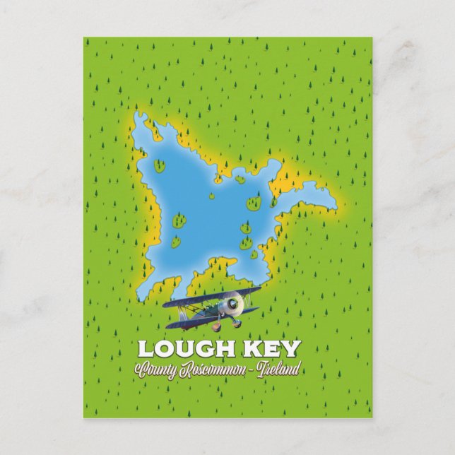 Postale Carte du comté de Lough Key Roscommon, Irlande (Devant)
