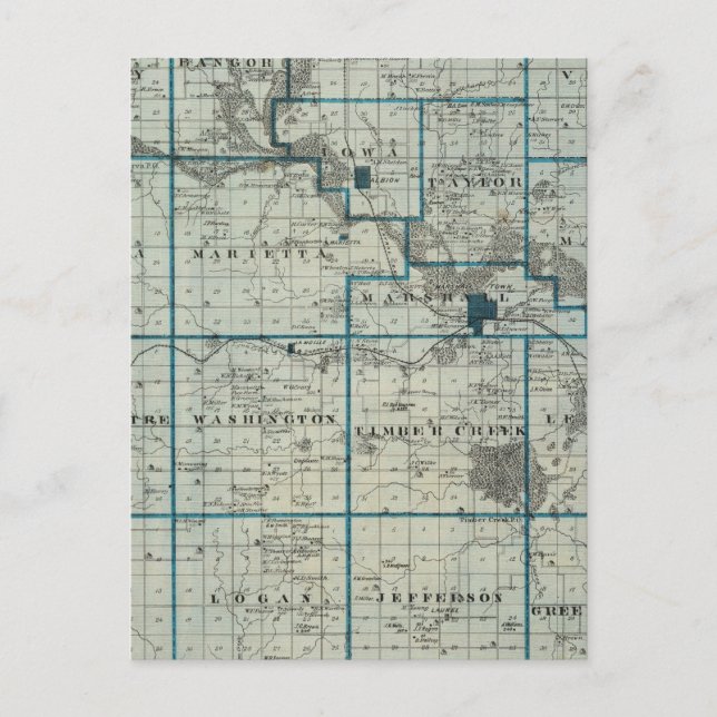 Postale Carte du comté de Marshall, État de l'Iowa (Devant)