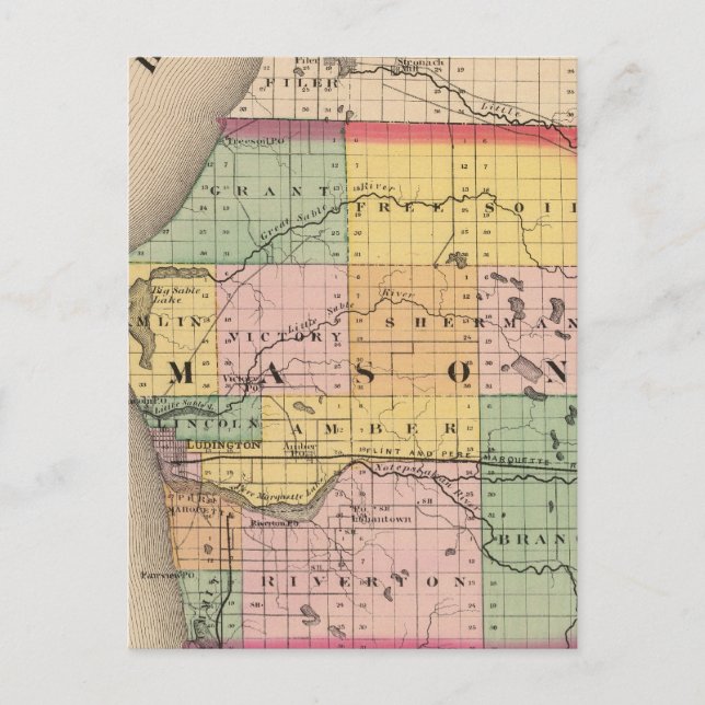 Postale Carte du comté de Mason, Michigan (Devant)