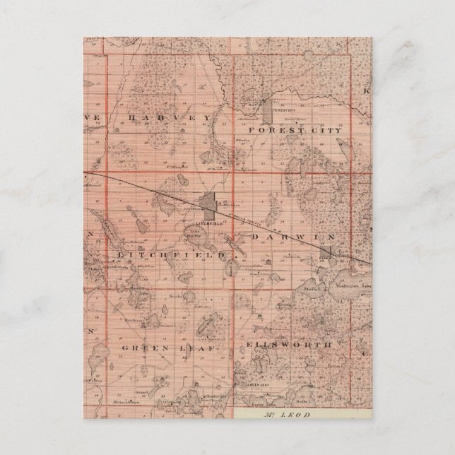 Postale Carte du comté de Meeker, Minnesota (Devant)