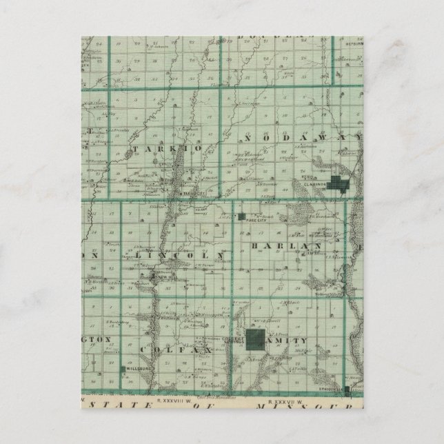 Postale Carte du comté de Page, État de l'Iowa (Devant)