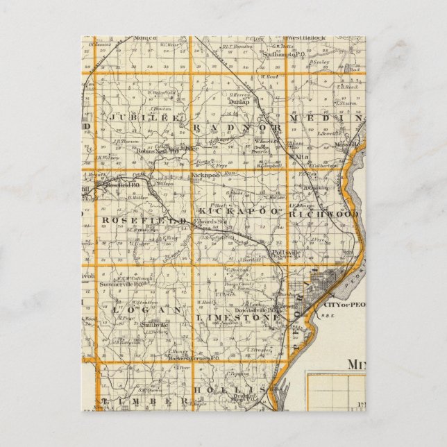 Postale Carte du comté de Peoria et de Minonk (Devant)