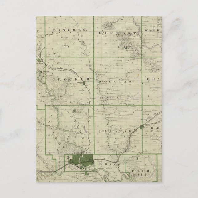Postale Carte du comté de Polk, État de l'Iowa (Devant)