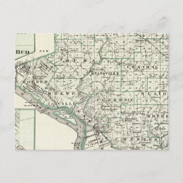 Postale Carte du comté de Randolph, Red Bud et Chester (Devant)