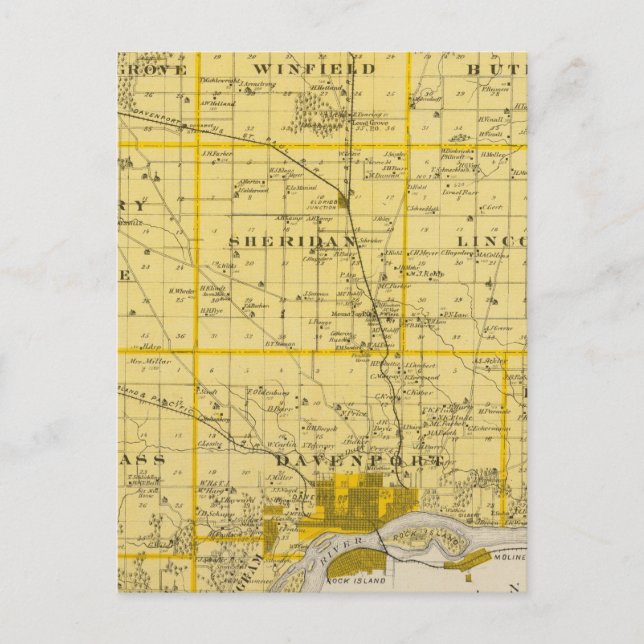 Postale Carte du comté de Scott, État de l'Iowa (Devant)