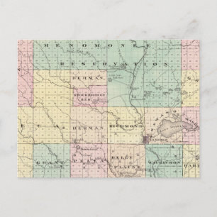 Postale Carte du comté de Shawano, État du Wisconsin