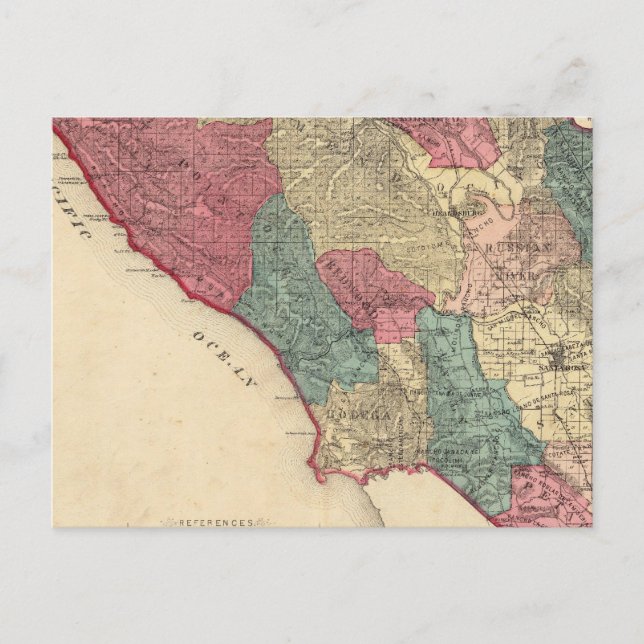 Postale Carte du comté de Sonoma en Californie (Devant)