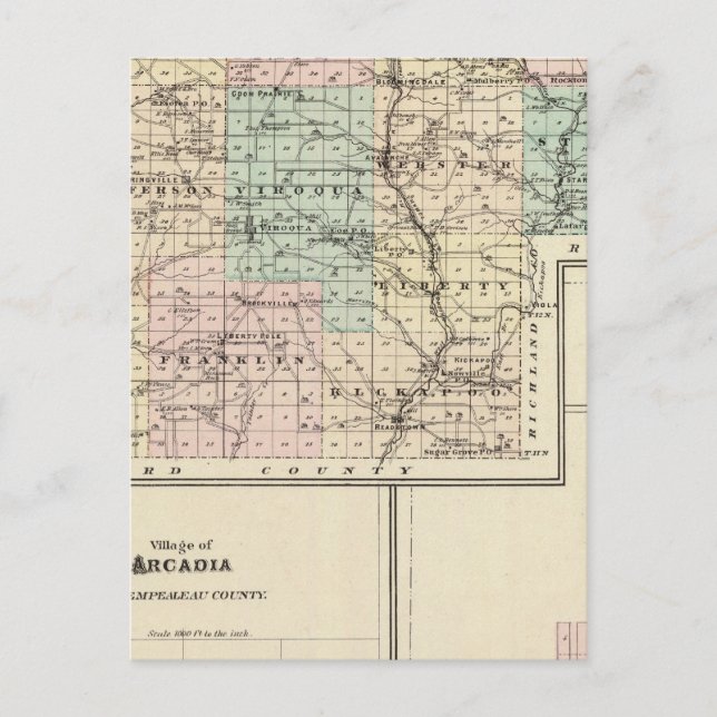 Postale Carte du comté de Vernon, Arcadia et Viroqua (Devant)