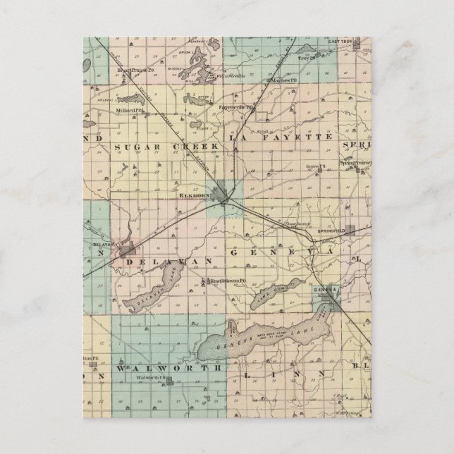 Postale Carte du comté de Walworth, État du Wisconsin (Devant)