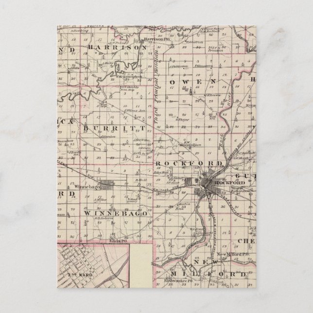 Postale Carte du comté de Winnebago et du Belvidere (Devant)