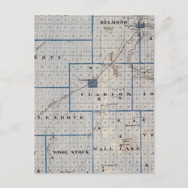 Postale Carte du comté de Wright, État de l'Iowa (Devant)