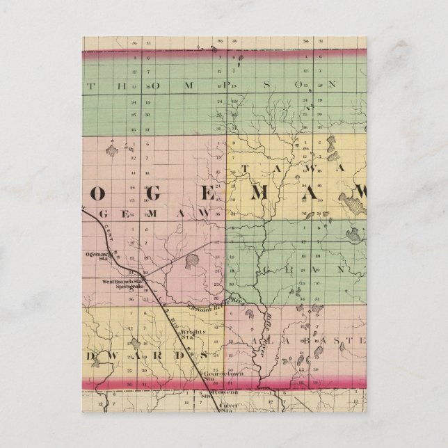 Postale Carte du comté d'Ogemaw, Michigan (Devant)