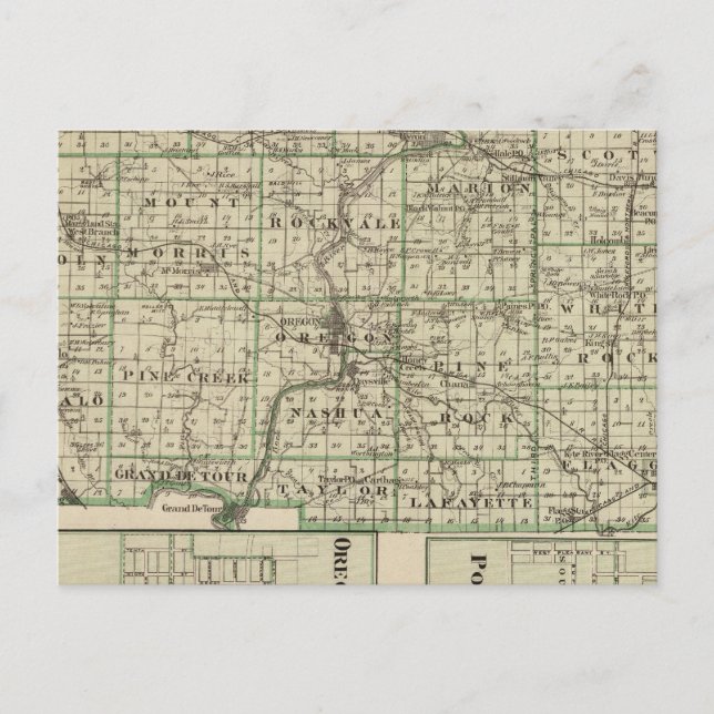 Postale Carte du comté d'Ogle, Polo et Oregon (Devant)