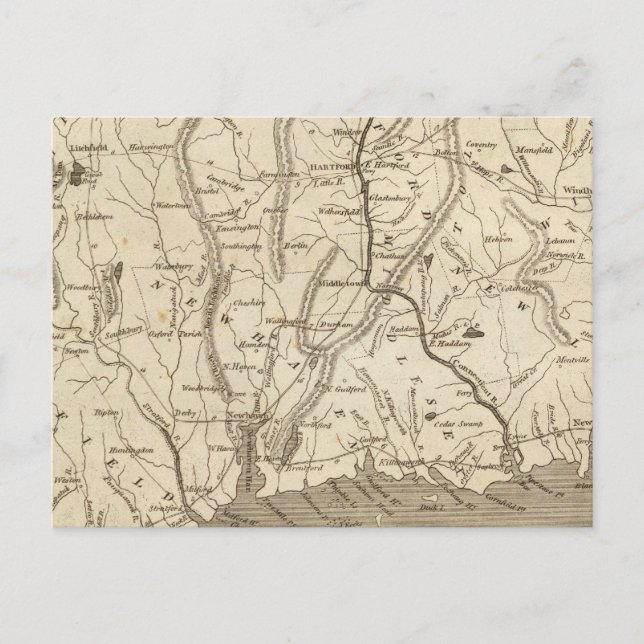 Postale Carte du Connecticut par Arrowsmith (Devant)