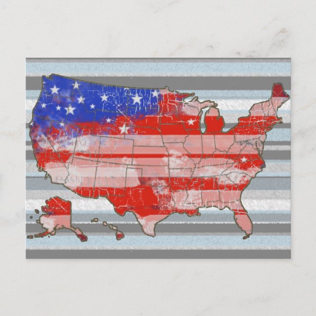 Postale carte du continent américain patriotique (Devant)