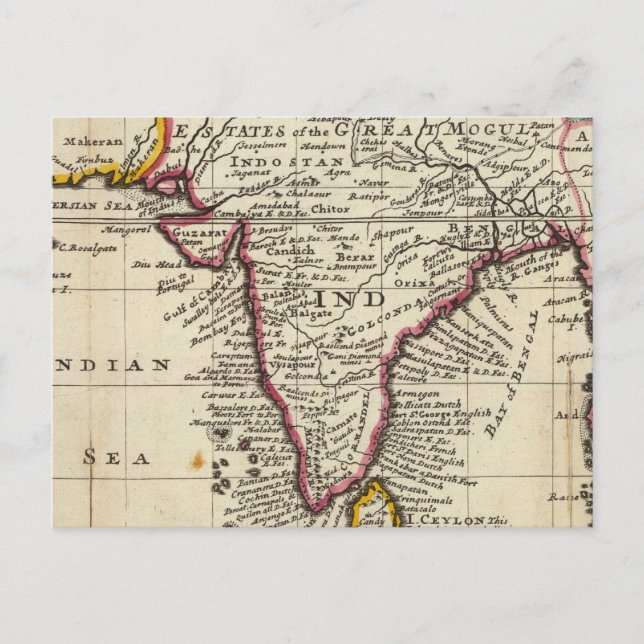 Postale Carte du continent des Indes orientales (Devant)