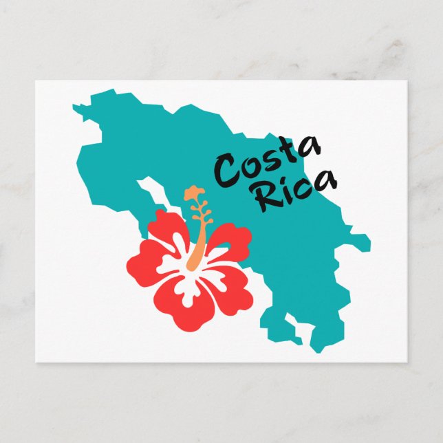 Postale Carte du Costa Rica avec hibiscus (Devant)