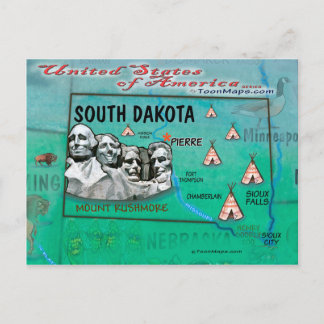 Postale Carte du Dakota du Sud États-Unis