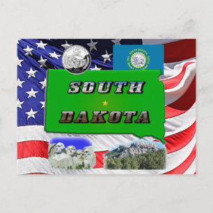 Postale Carte du Dakota du Sud, Texte Photo, Faux Quarter 