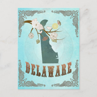 Postale Carte Du Delaware Avec De Beaux Oiseaux