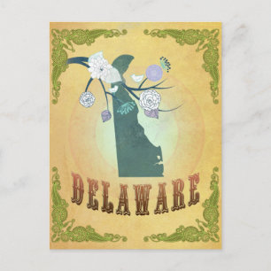 Postale Carte du Delaware avec de beaux oiseaux