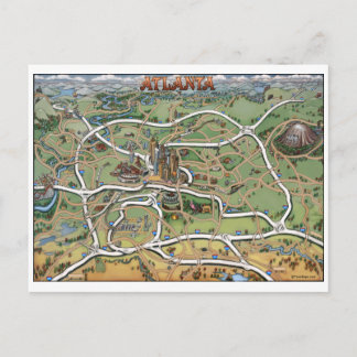 Postale Carte du dessin animé Atlanta Georgia