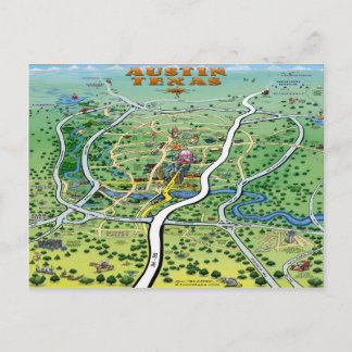 Postale Carte du dessin animé Austin Texas