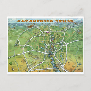Postale Carte du dessin animé de San Antonio Texas