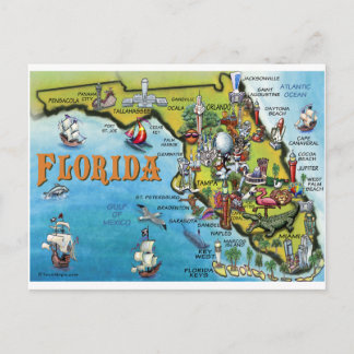 Postale Carte du dessin animé en Floride