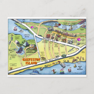Postale Carte du dessin animé Galveston Texas