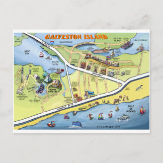 Postale Carte du dessin animé Galveston Texas