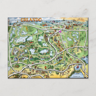 Postale Carte du dessin animé Orlando Florida
