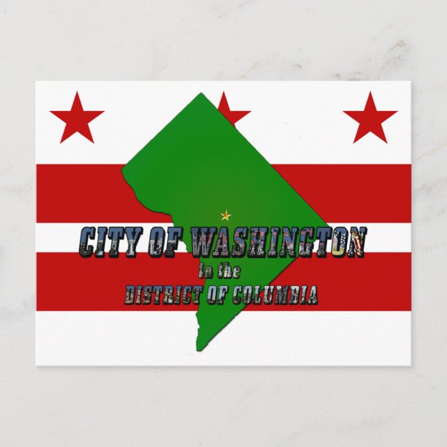 Postale Carte du district de Columbia, Drapeau et texte de (Devant)