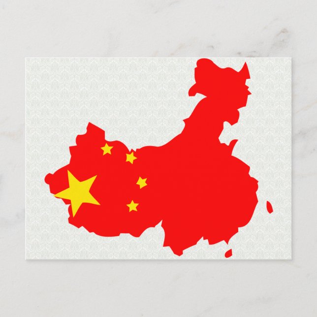 Postale Carte du drapeau de Chine taille réelle (Devant)