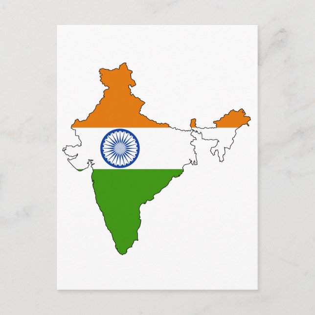 Postale Carte du drapeau de l'Inde (Devant)