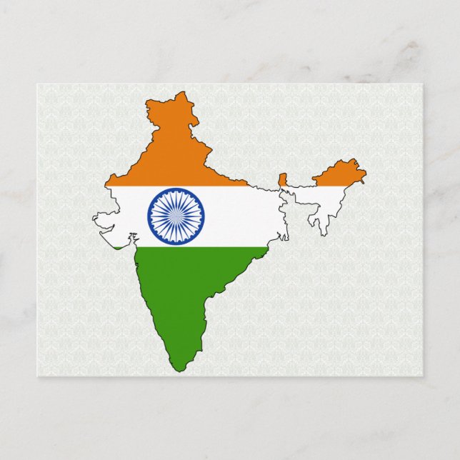 Postale Carte du drapeau de l'Inde pleine taille (Devant)