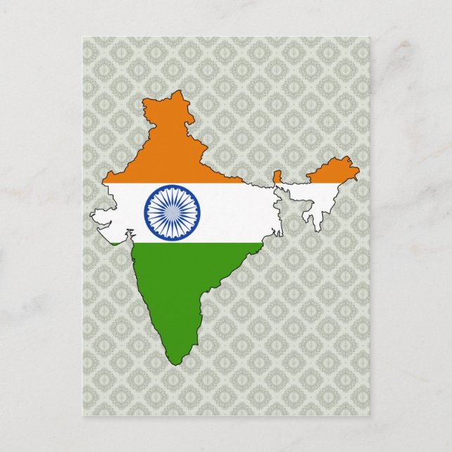 Postale Carte du drapeau de l'Inde pleine taille (Devant)