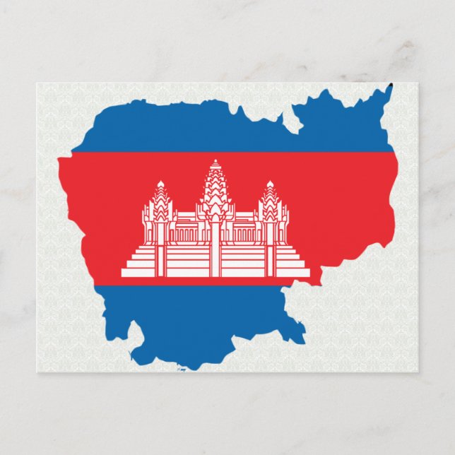 Postale Carte du drapeau du Cambodge pleine taille (Devant)