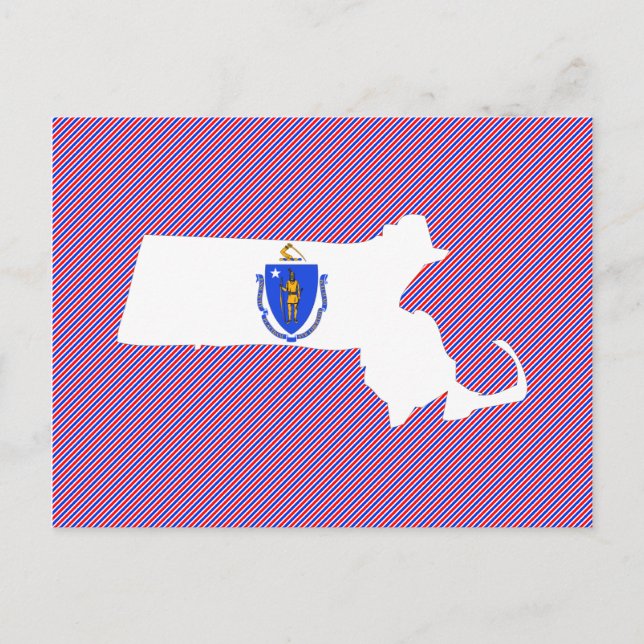 Postale Carte du drapeau du Massachusetts (Devant)