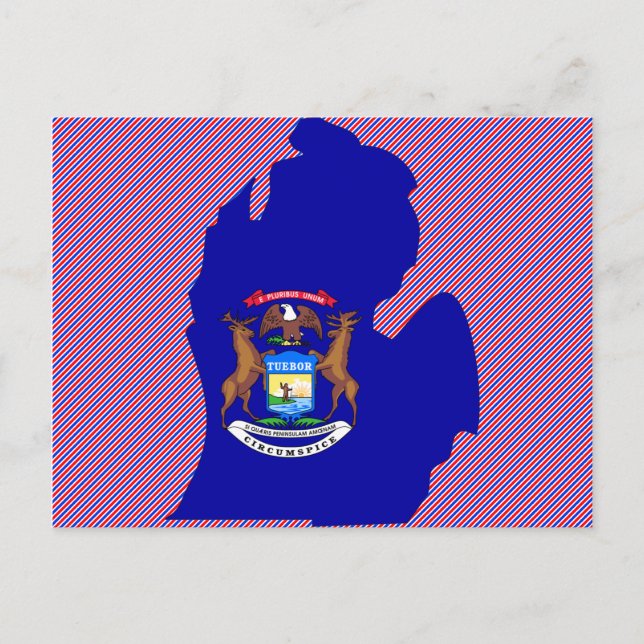 Postale Carte du drapeau du Michigan (Devant)