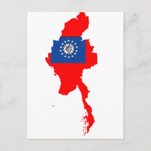 Postale Carte du drapeau du Myanmar