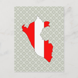 Postale Carte du drapeau du Pérou pleine taille