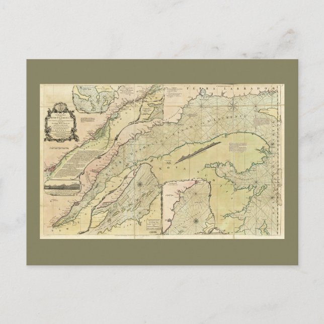 Postale Carte du fleuve Saint-Laurent (1771) (Devant)