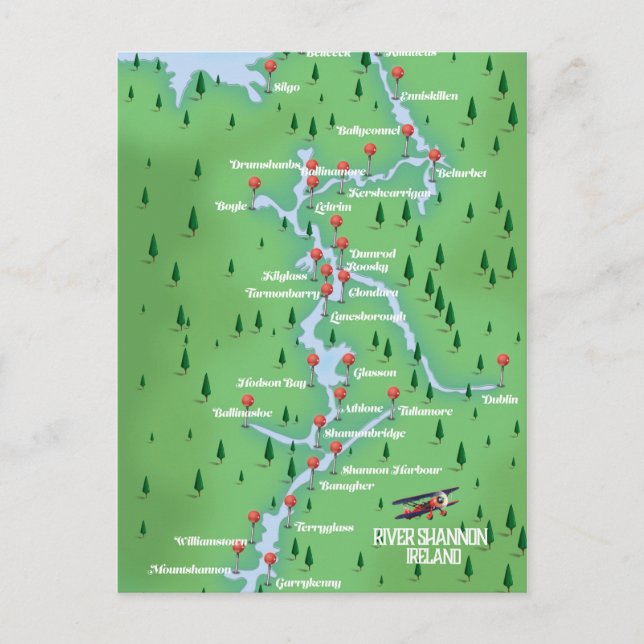 Postale Carte du fleuve Shannon Irlande (Devant)