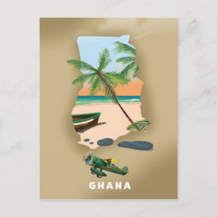 Postale Carte du Ghana illustrée affiche de voyage.