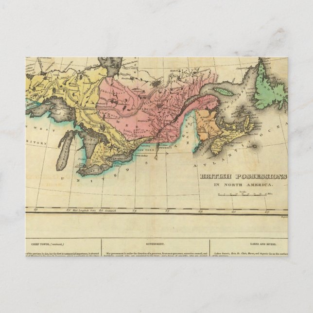 Postale Carte Du Haut Et Du Bas-Canada (Devant)