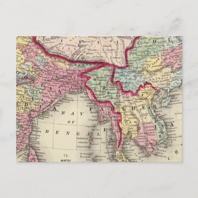 Postale Carte du Hindoostan, de l'Inde, de la Chine et du  (Devant)
