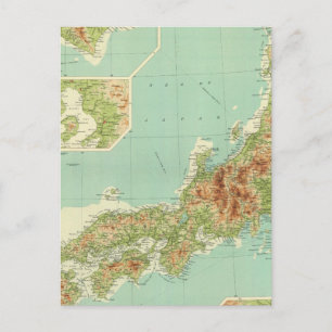 Postale Carte du Japon avec les routes maritimes